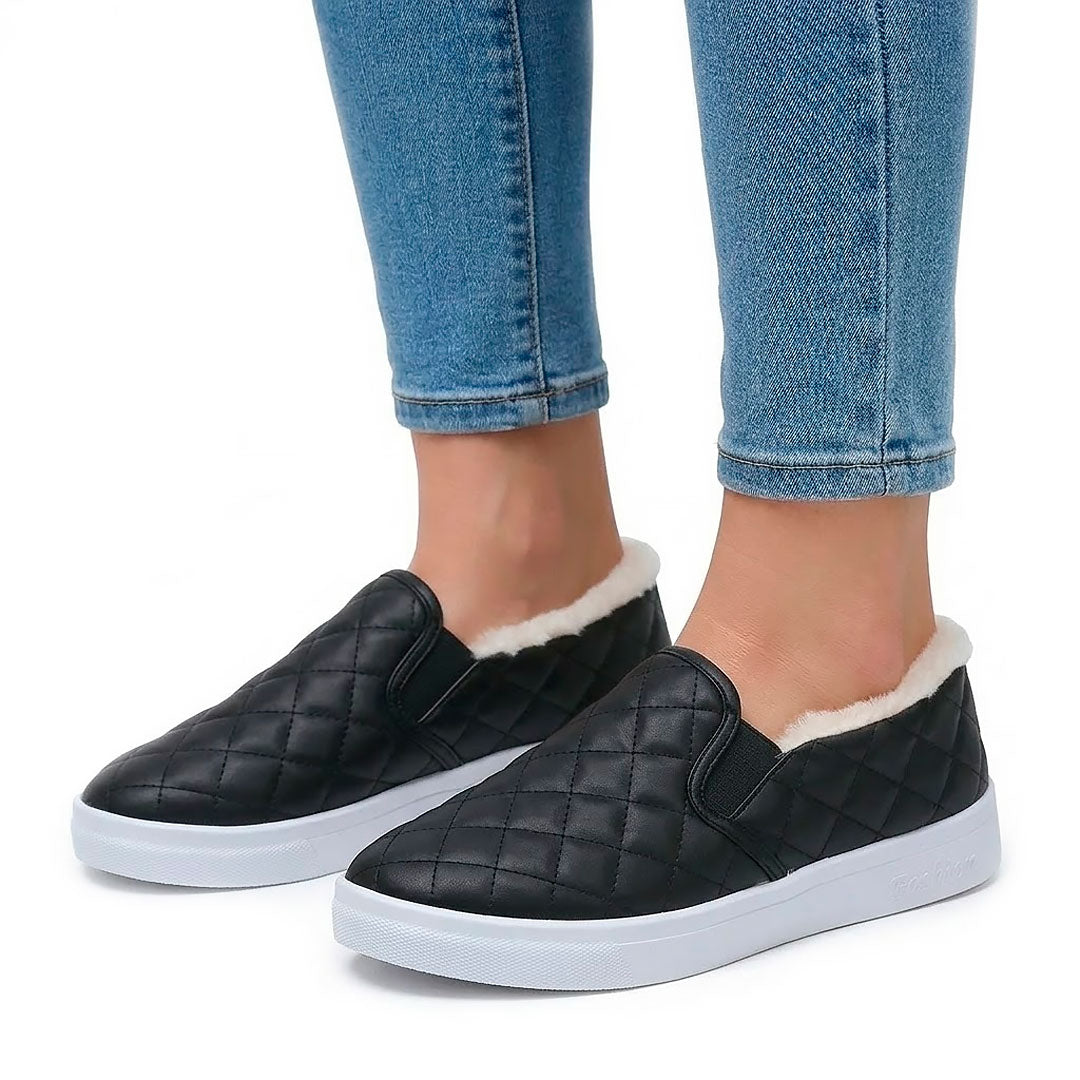 Women's Quilted Faux-Fur Lined Slip-On Trainers Corvine