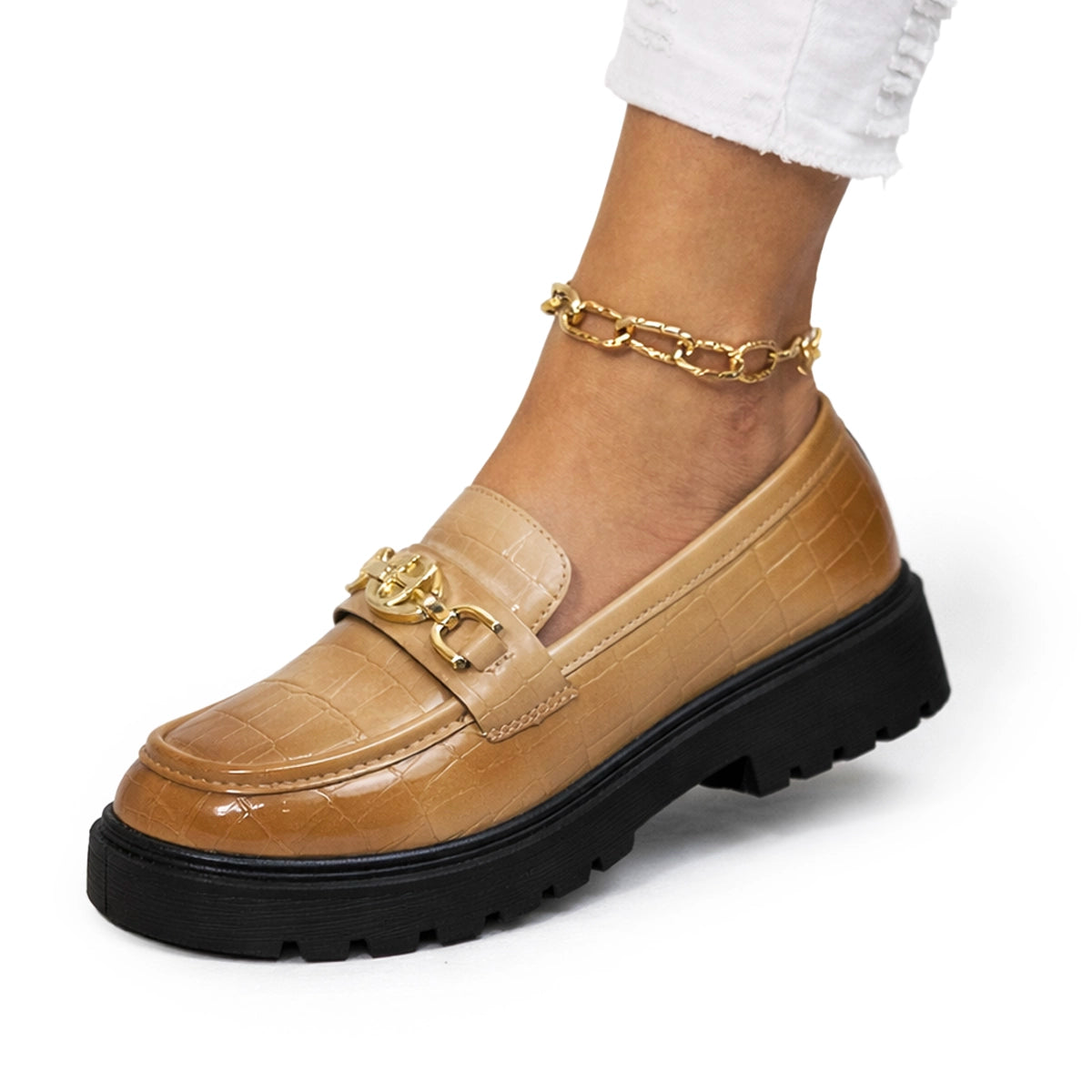 Women's Croc-Embossed Chunky Loafers Corvine