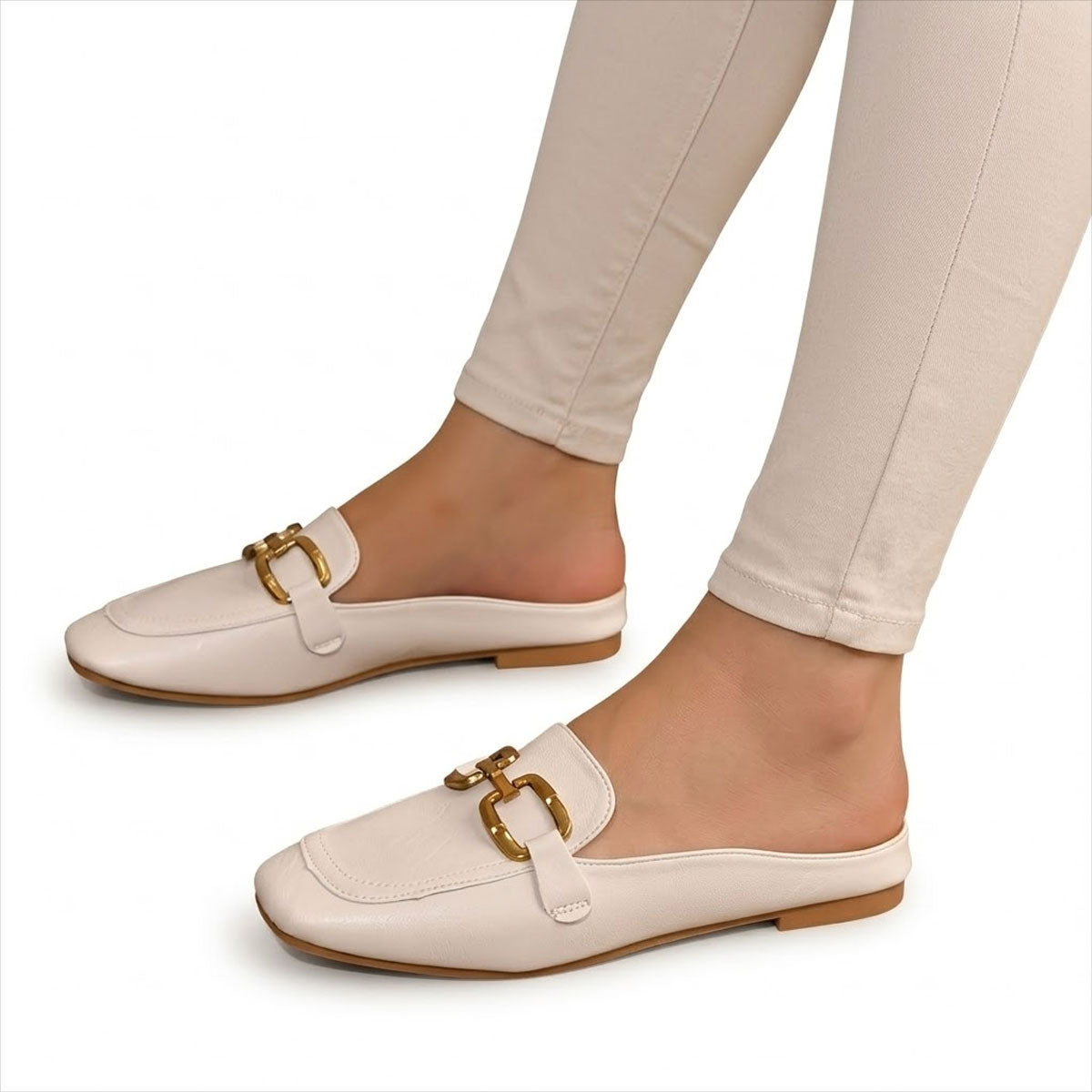Women's Horsebit Detail Leather-Style Mules Corvine
