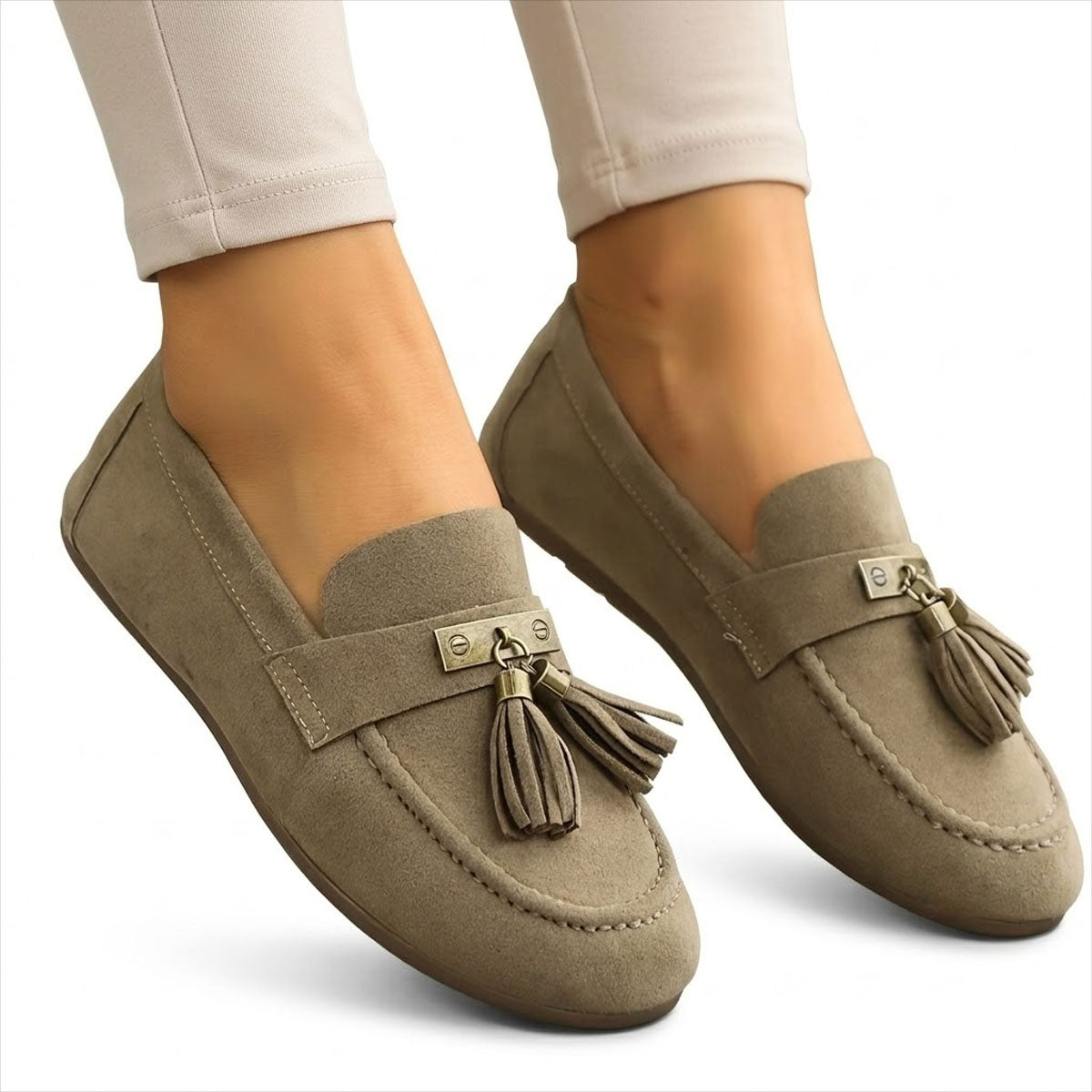 Women's Tassel Detail Suede-Look Loafers Corvine
