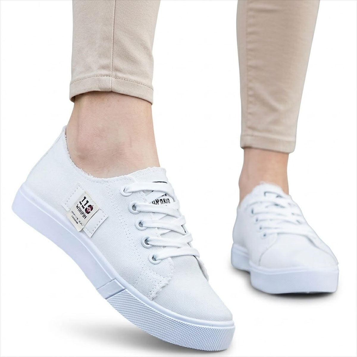 Women's Raw-Edge Denim-Style Trainers Corvine