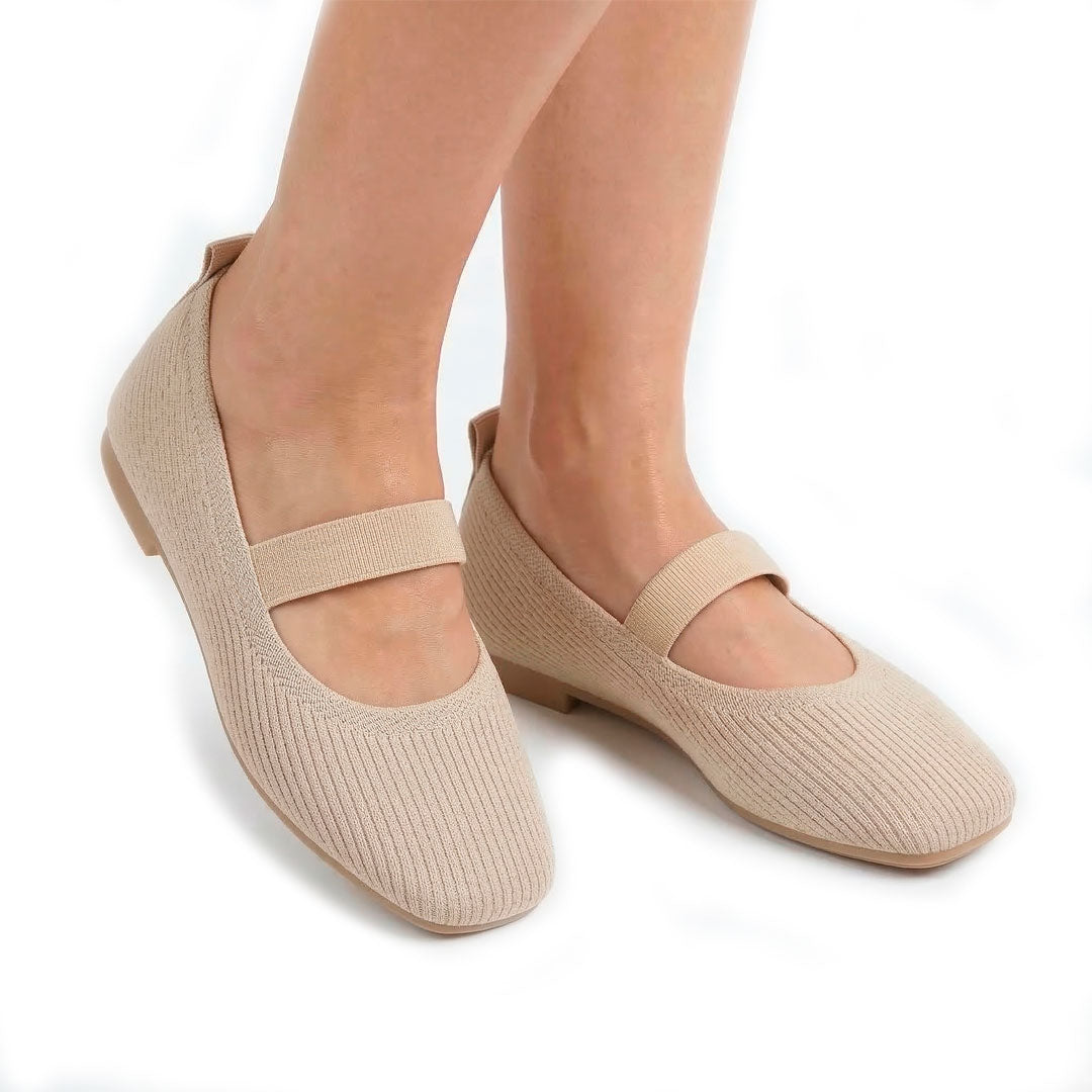 Women's Square-Toe Knit Mary Jane Flats Corvine