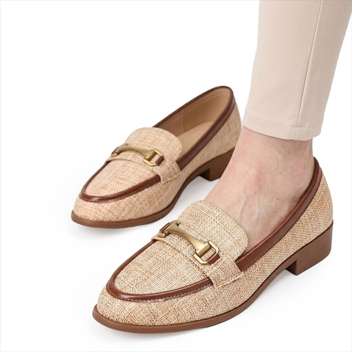 Women's Textured Horsebit Block Heel Loafers Corvine