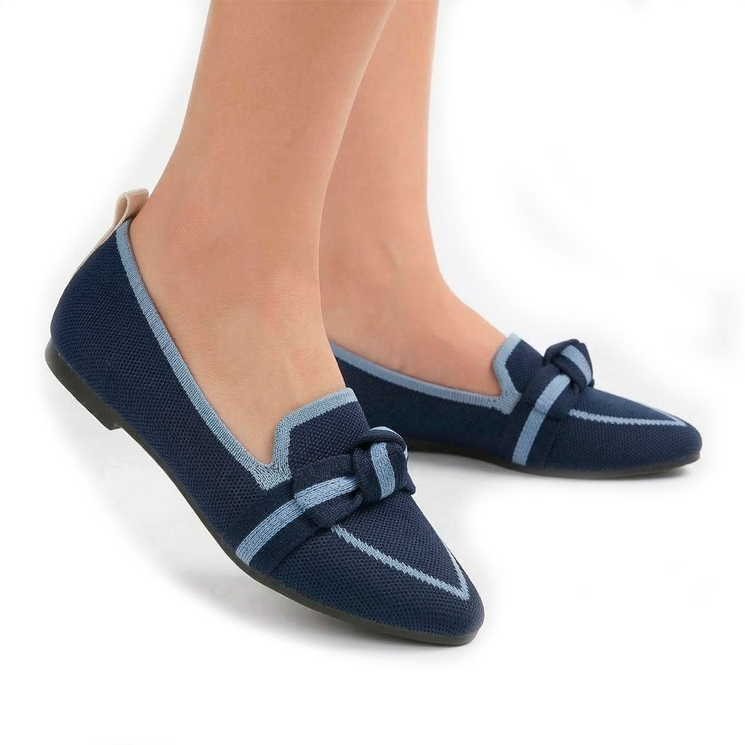 Women's Contrast Knit Pointed Flats Corvine