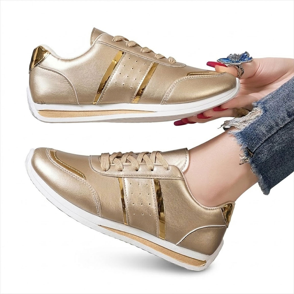 Women's Metallic Shimmer Trainers Corvine