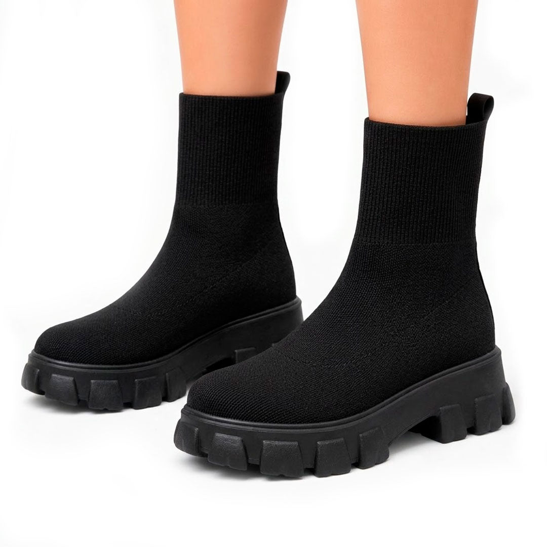 Women's Chunky Knit Stretch Sock Boots Corvine