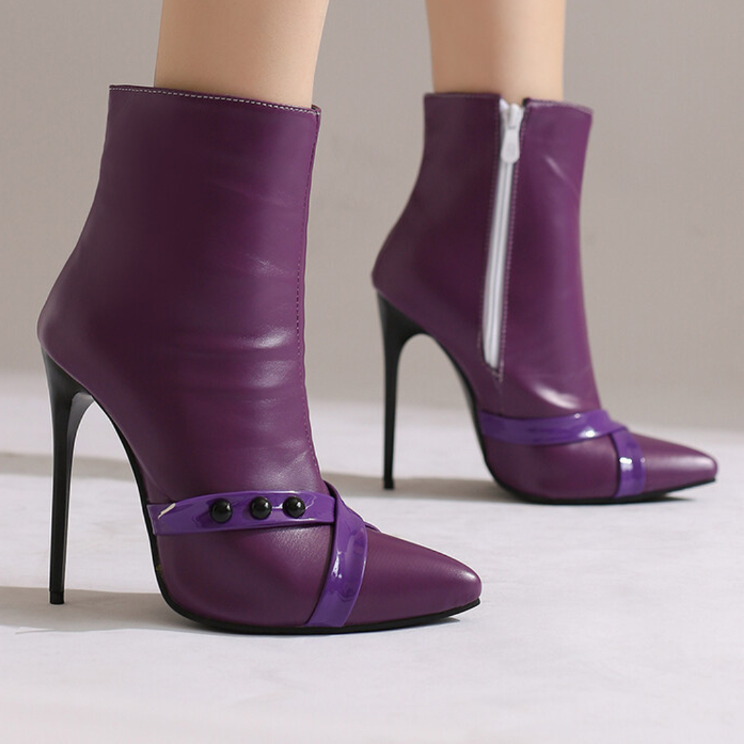 Women's Black High-Flex Leather Stiletto Heels Corvine