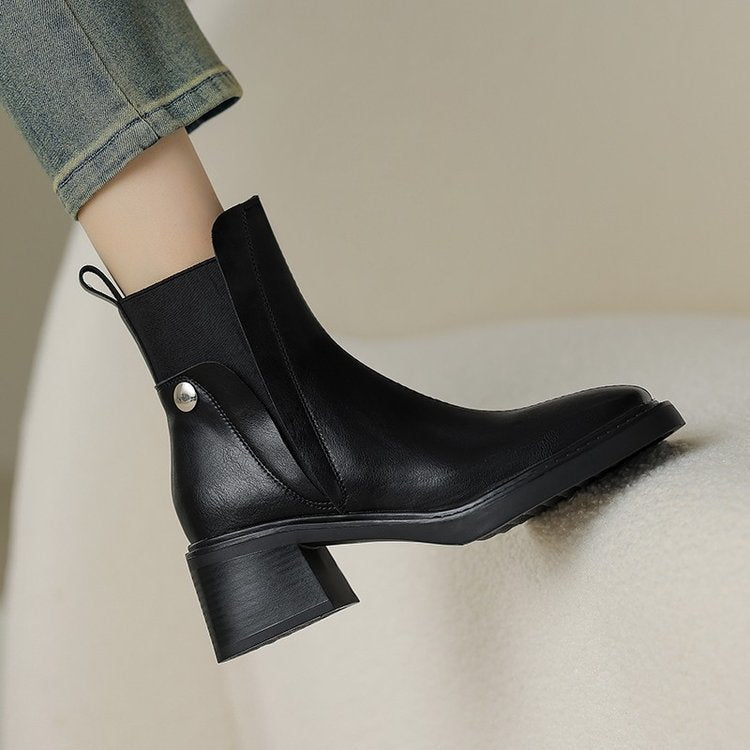 Women's Black Premium Italian Leather Ankle Boots Corvine