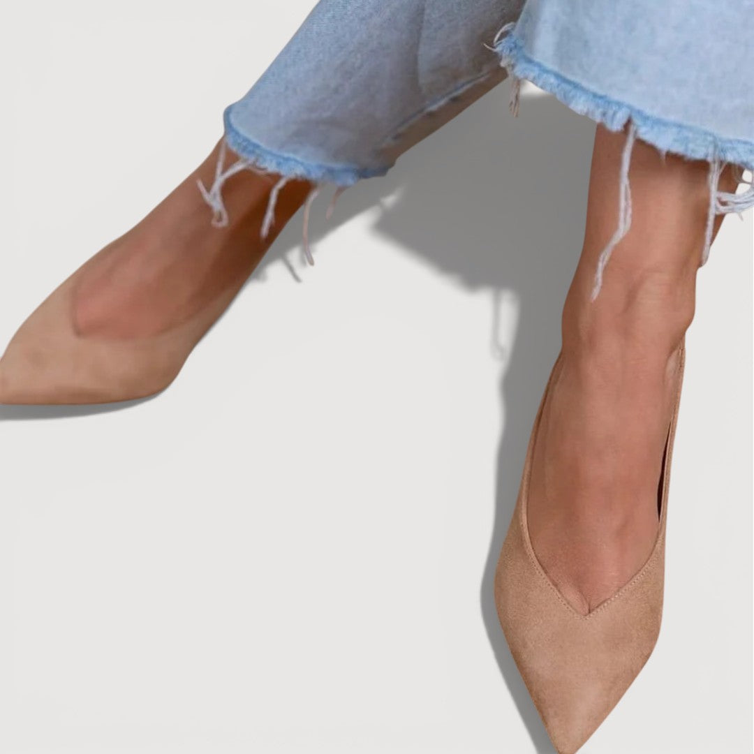 Women's Black Soft Suede Slingback Heels Corvine