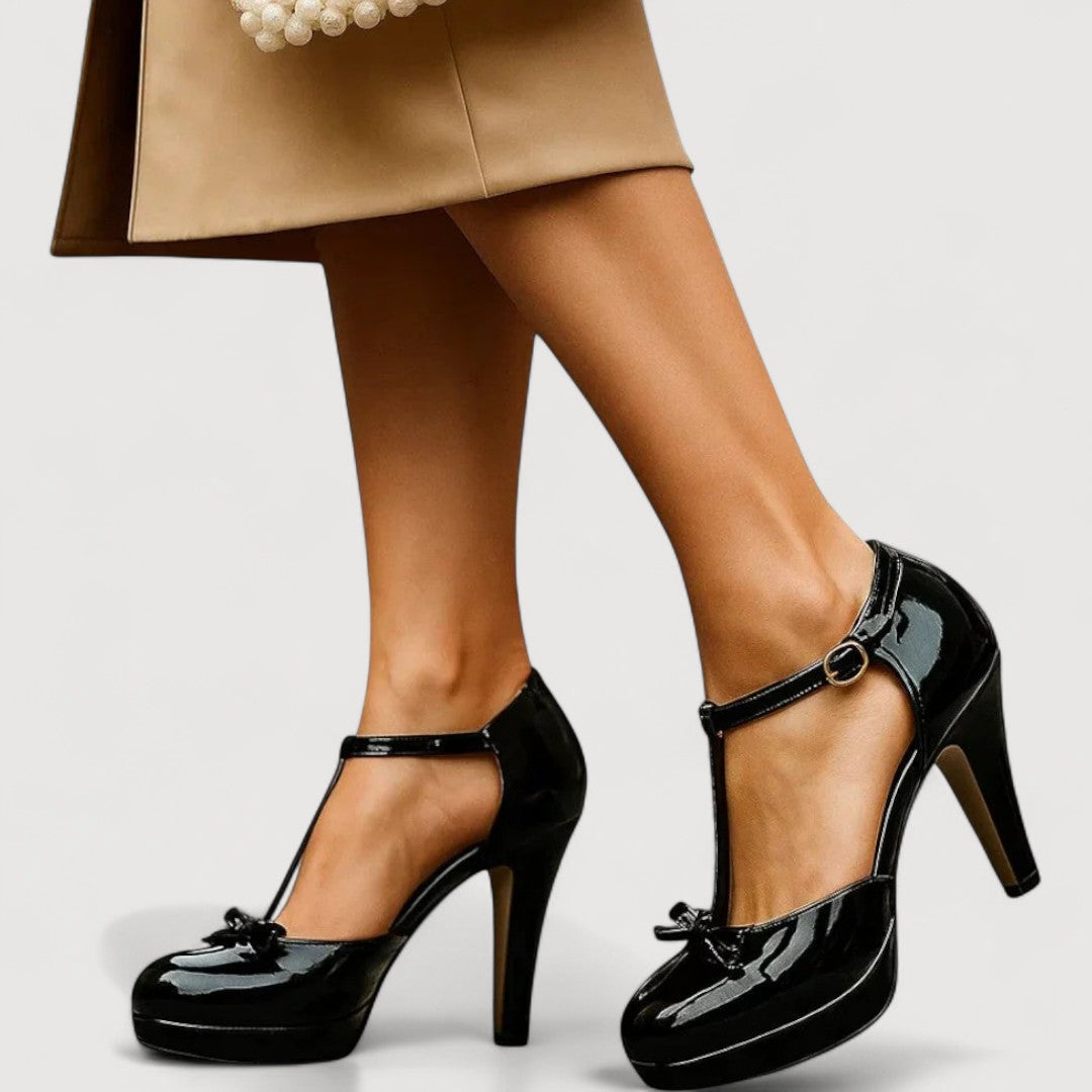 Women's Black T-Bar Heels Corvine