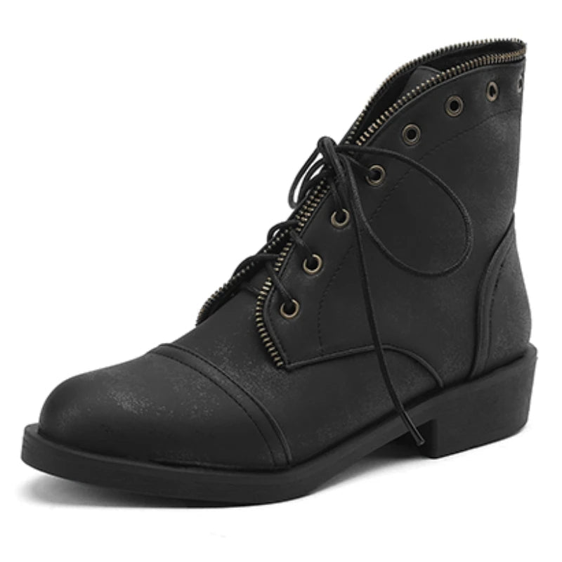 Women's Black Vegan Leather Ankle Boots Corvine