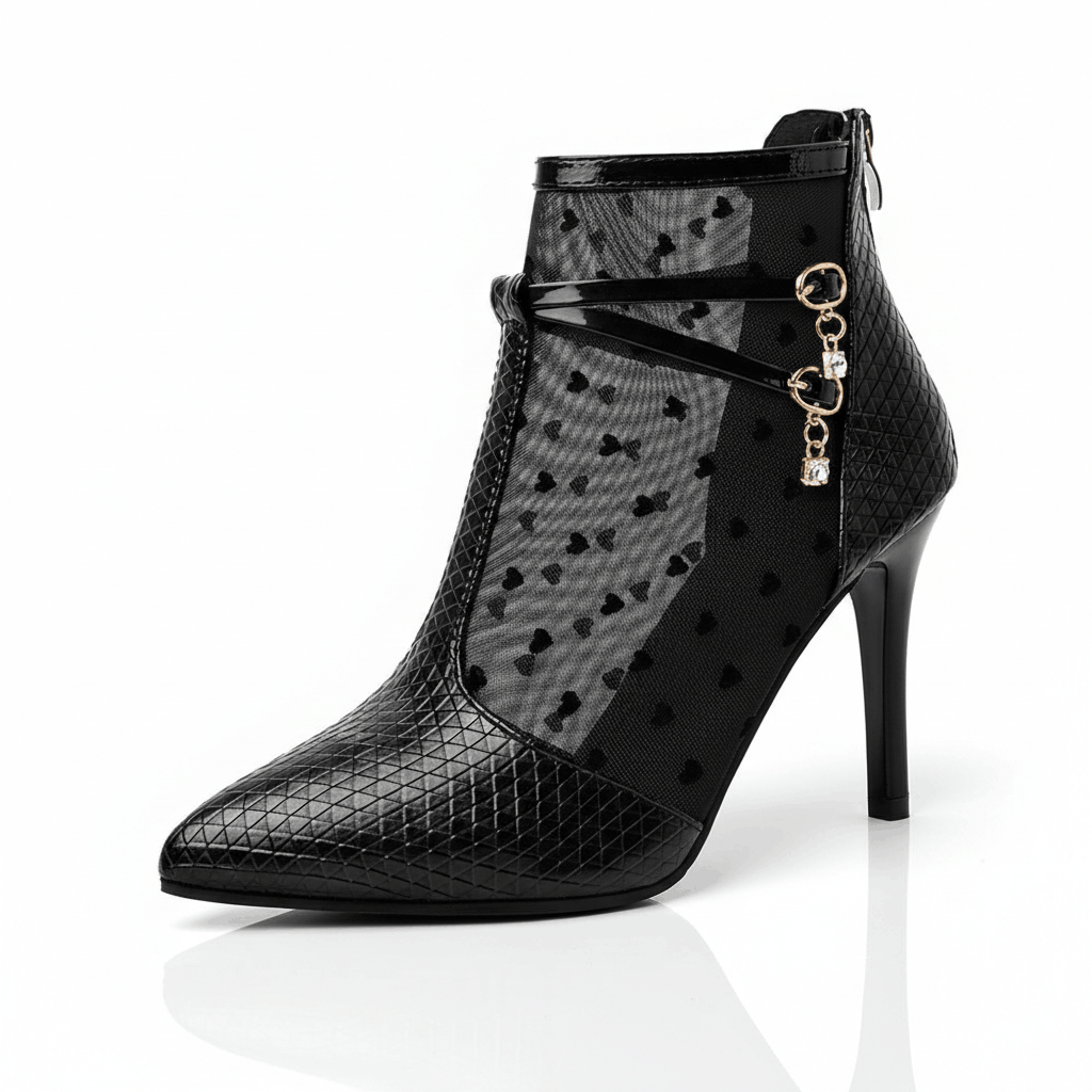 Women's Black Vegan Leather Ankle Boots Corvine