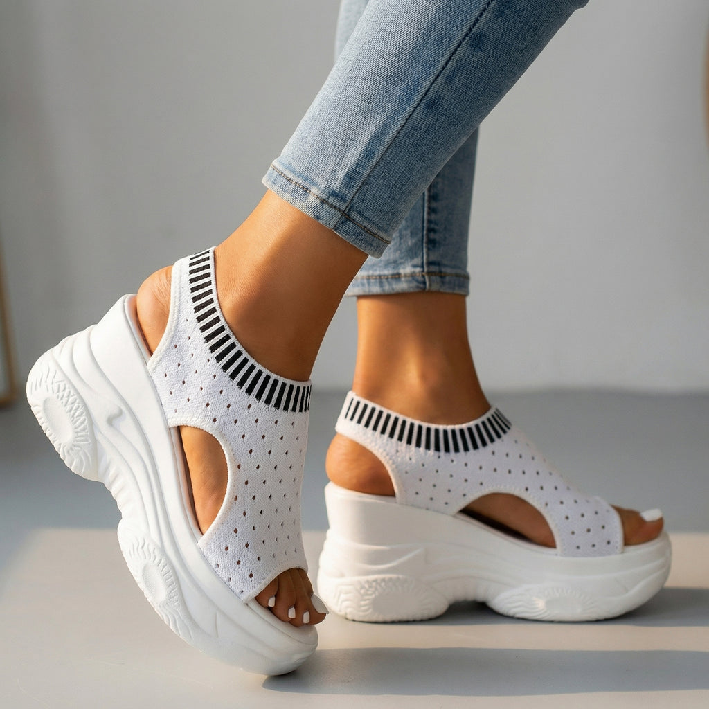 Women's Breathable Knit High Wedge Sandals Corvine