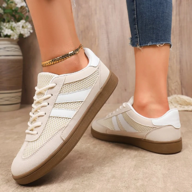 Women's Breathable Mesh White Retro Trainers Corvine