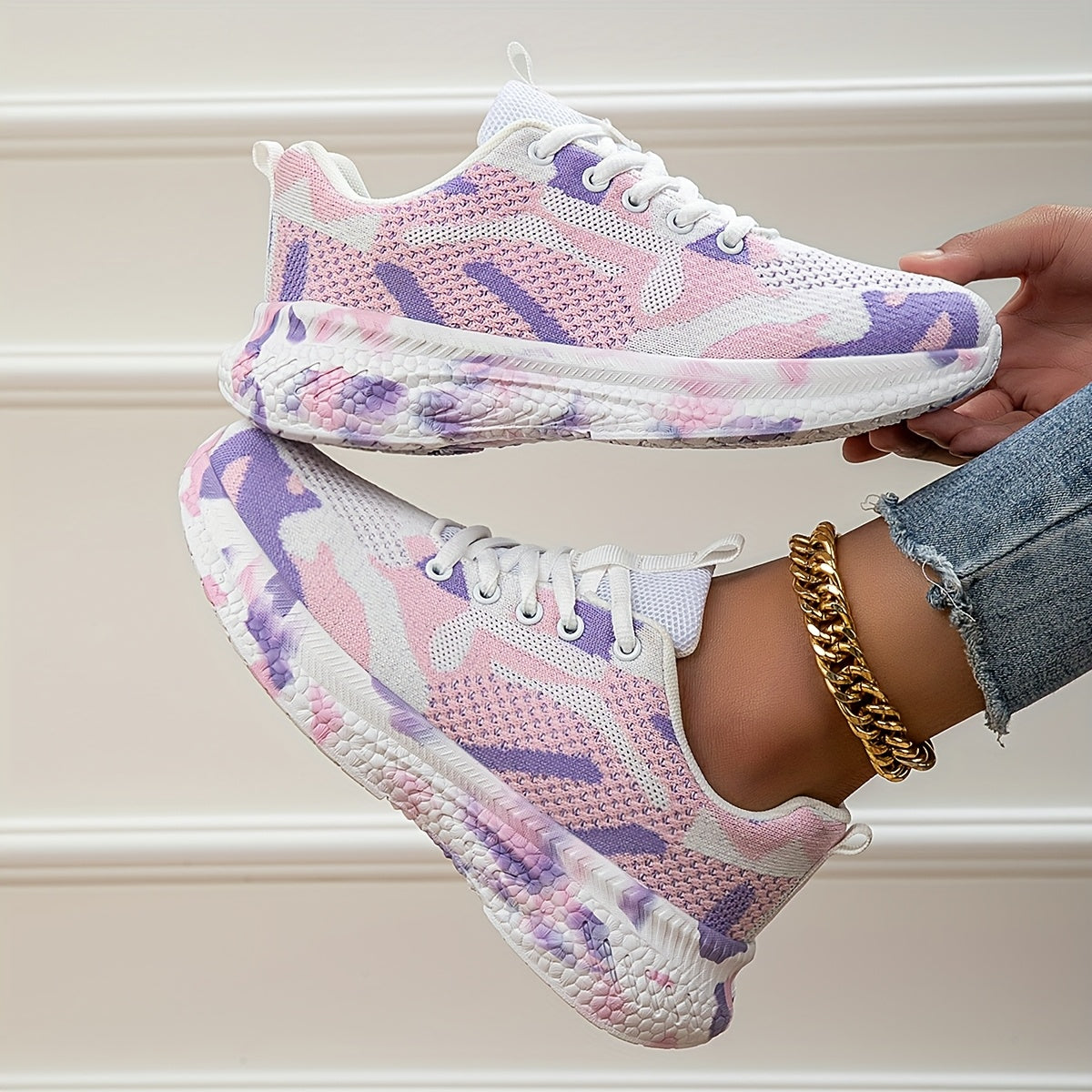 Women's Camo Knit Breathable Walking Shoes Corvine