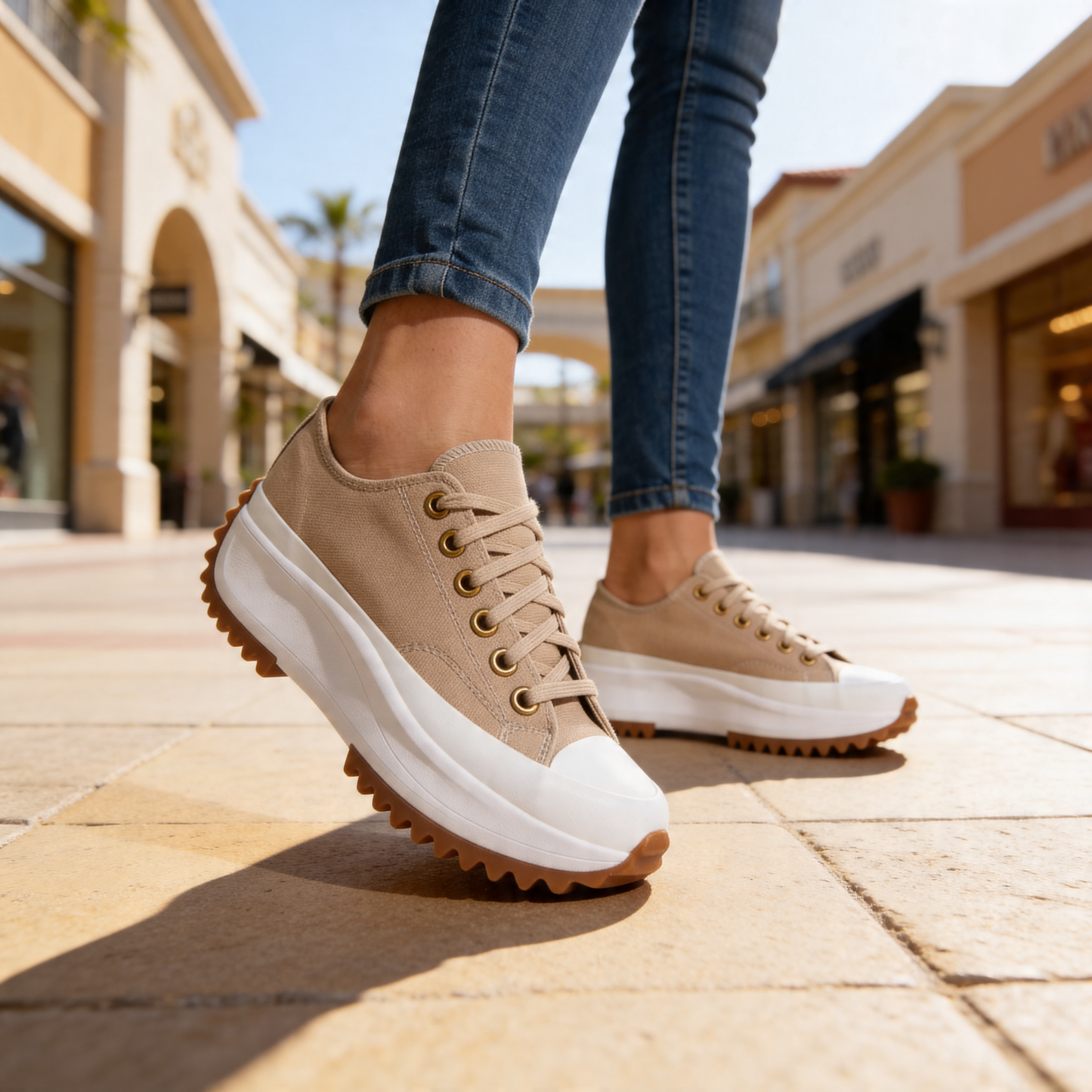 Women's Canvas Low-Top Platform Trainers Corvine