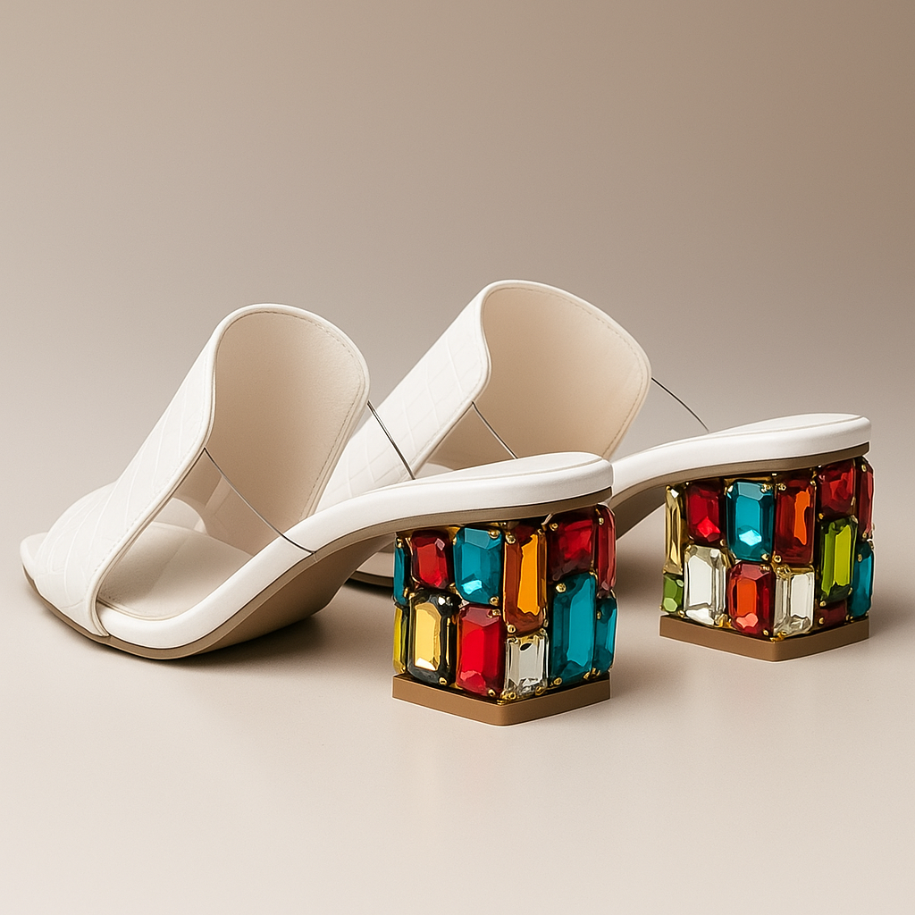 Women's Croc-Embossed Block Heel Sandals Corvine