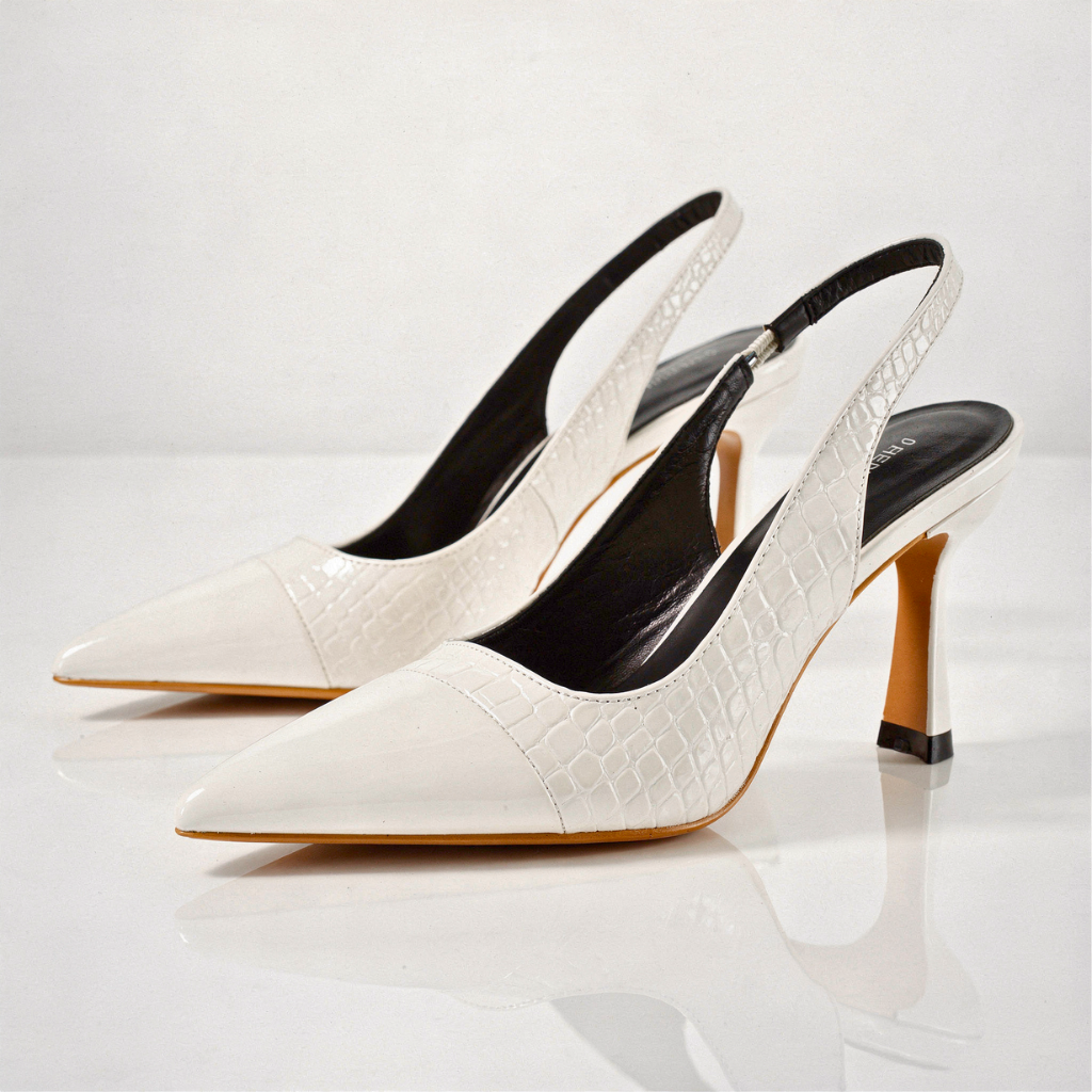 Women's Croc-Embossed Patent Slingback Heels Corvine