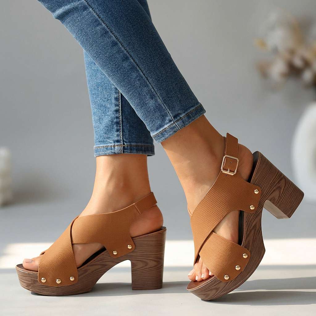 Women's Crossover Design Platform Sandals Corvine
