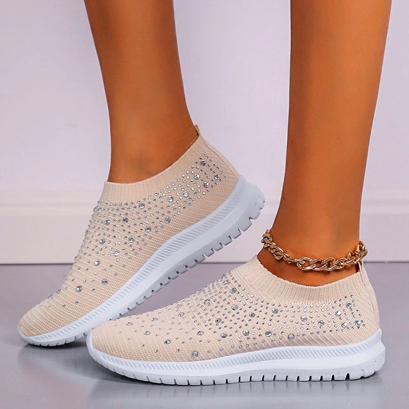 Women's Crystal Embellished Slip-On Trainers Corvine