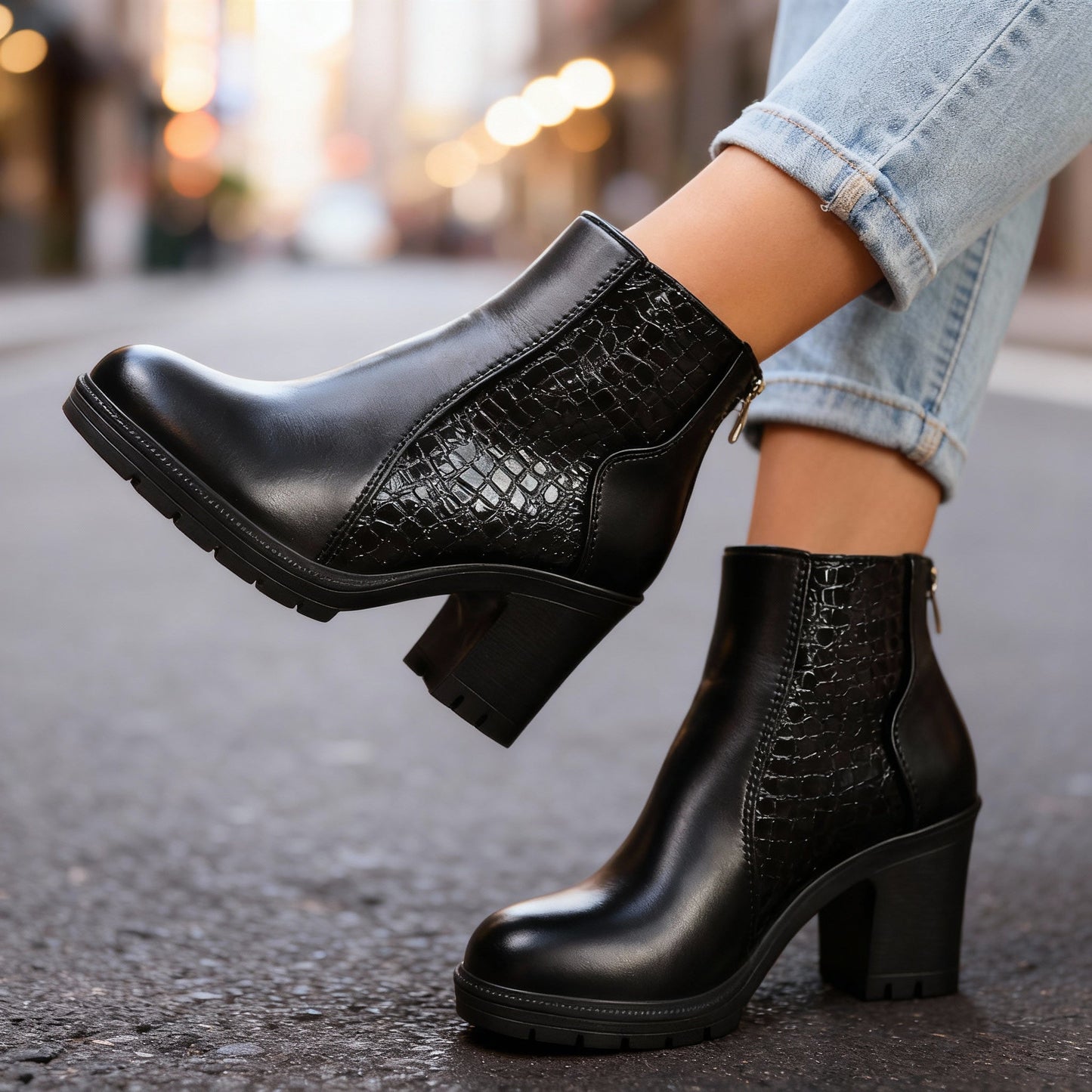 Women's Embossed Leather Chelsea Boots Corvine