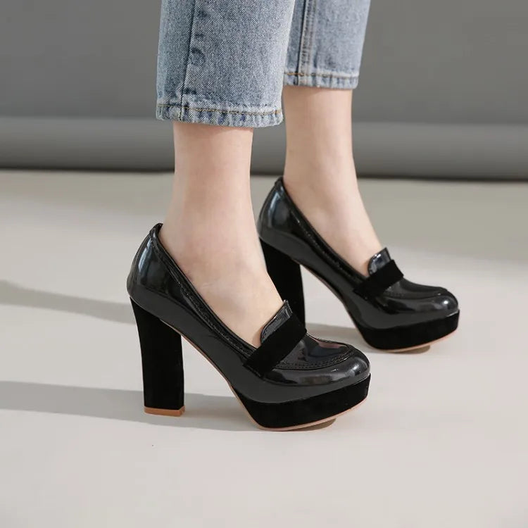 Women's Faux Leather Square Heel Loafers Corvine
