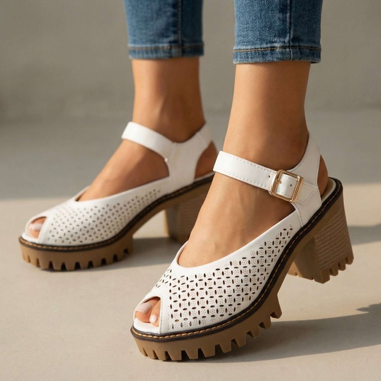 Women's Flower Cut Chunky Sandals Corvine