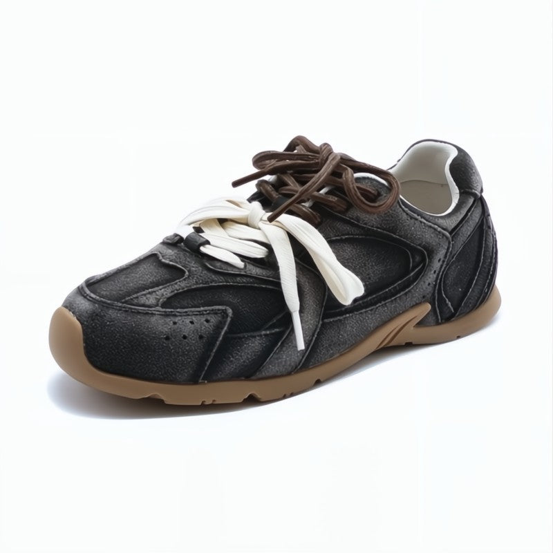 Women's Genuine Calfskin Suede Double Laced Trainers Corvine