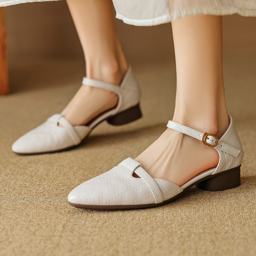 Women's Genuine Leather Braided Heels Corvine