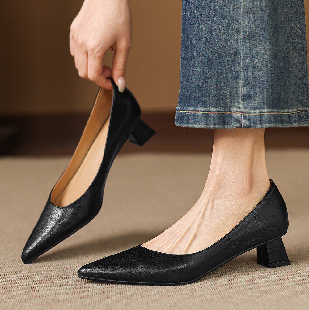 Women's Genuine Leather Pointed-Toe Heels Corvine