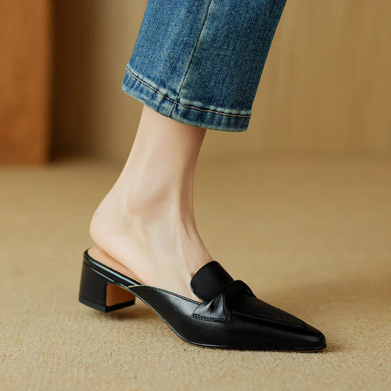 Women's Genuine Leather Pointed-Toe Mules Corvine