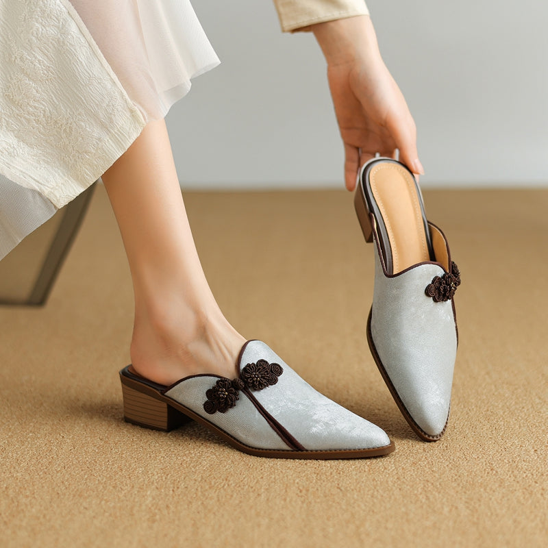 Women's Genuine Suede Block Heel Shoes Corvine