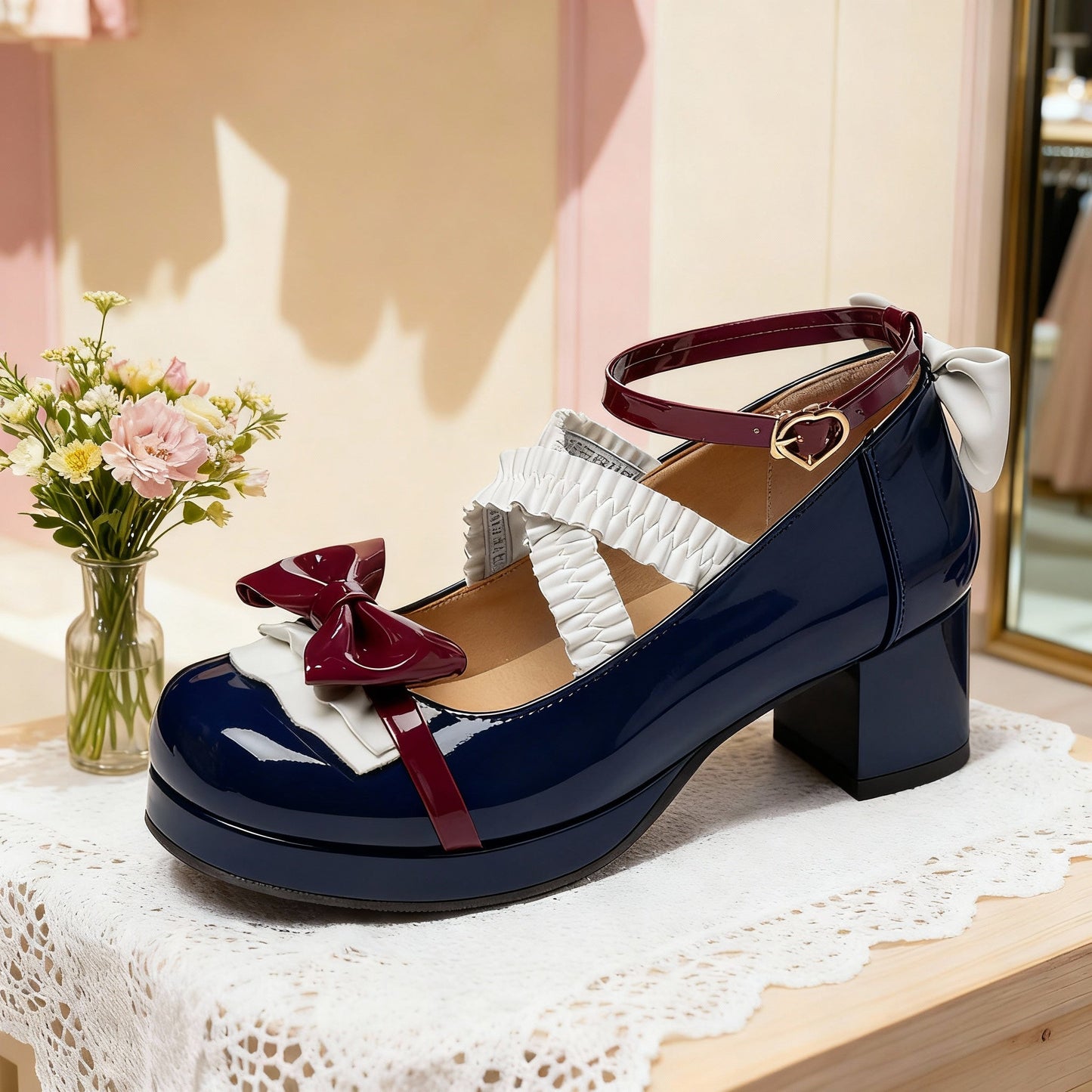 Women's Glossy Patent Mary Jane Heels Corvine