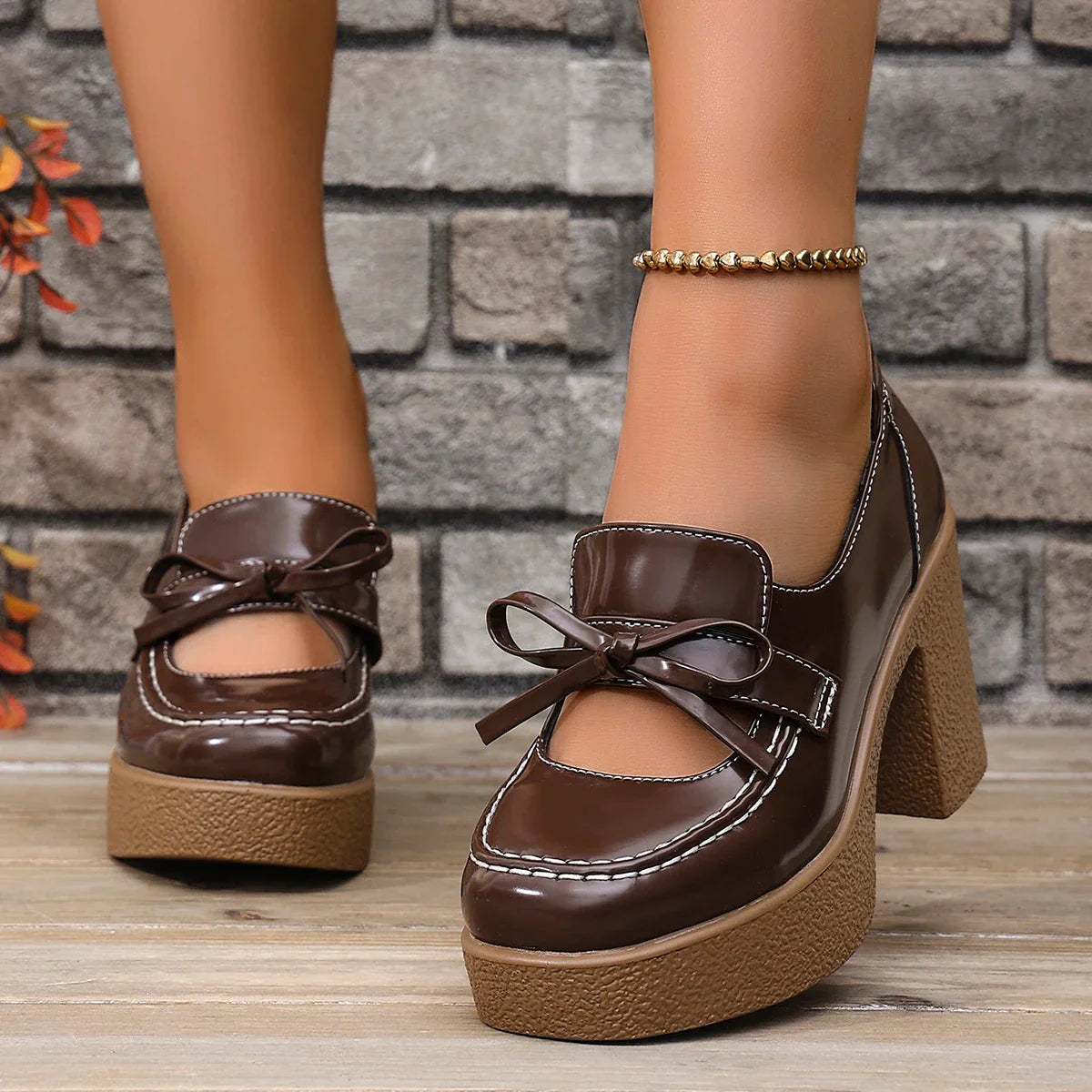 Women's Glossy Patent Platform Heels Corvine