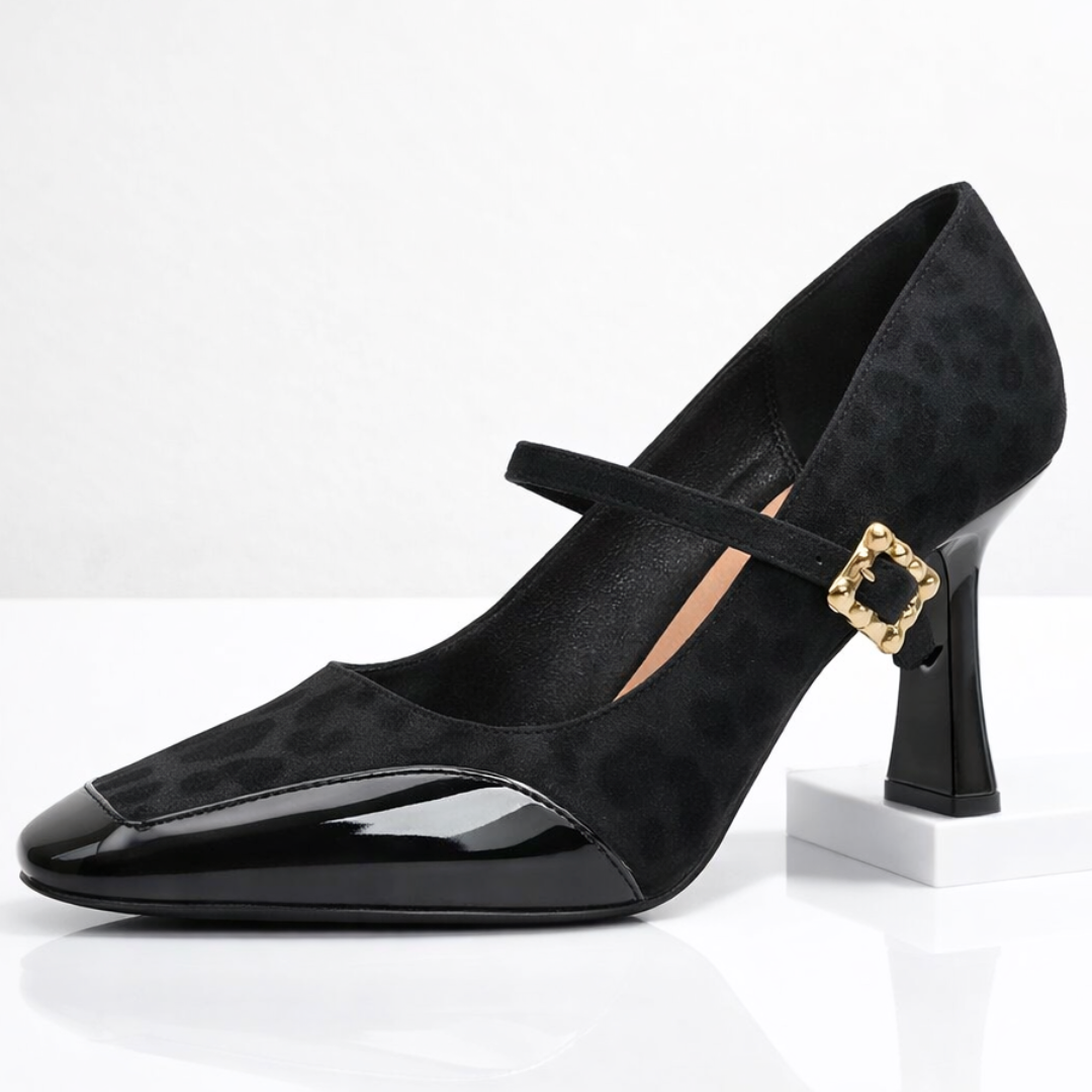 Women's Leopard Print Suede Mary Jane Heels Corvine