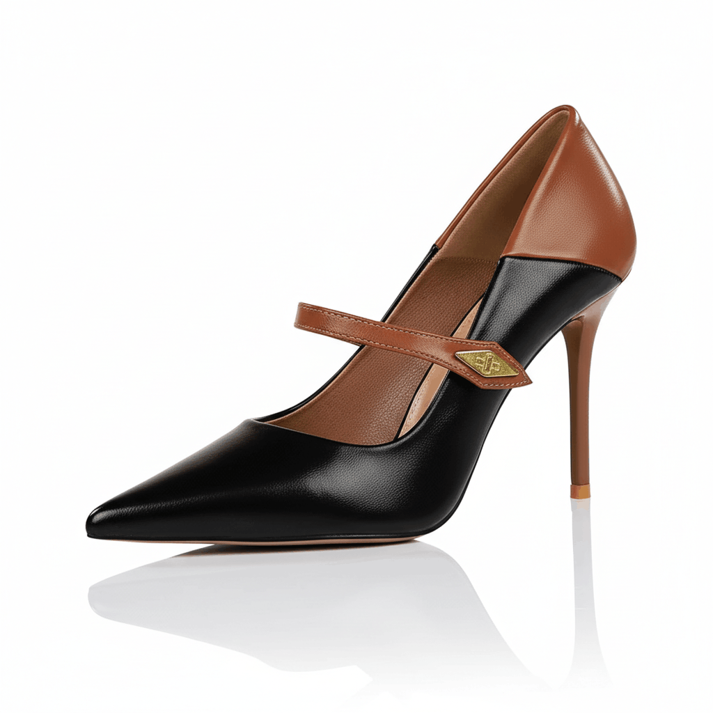 Women's Premium Leather Black Heels Corvine