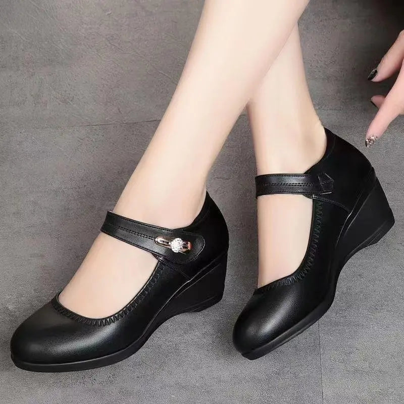 Women's Premium Leather Mid-Heel Comfort Shoes Corvine