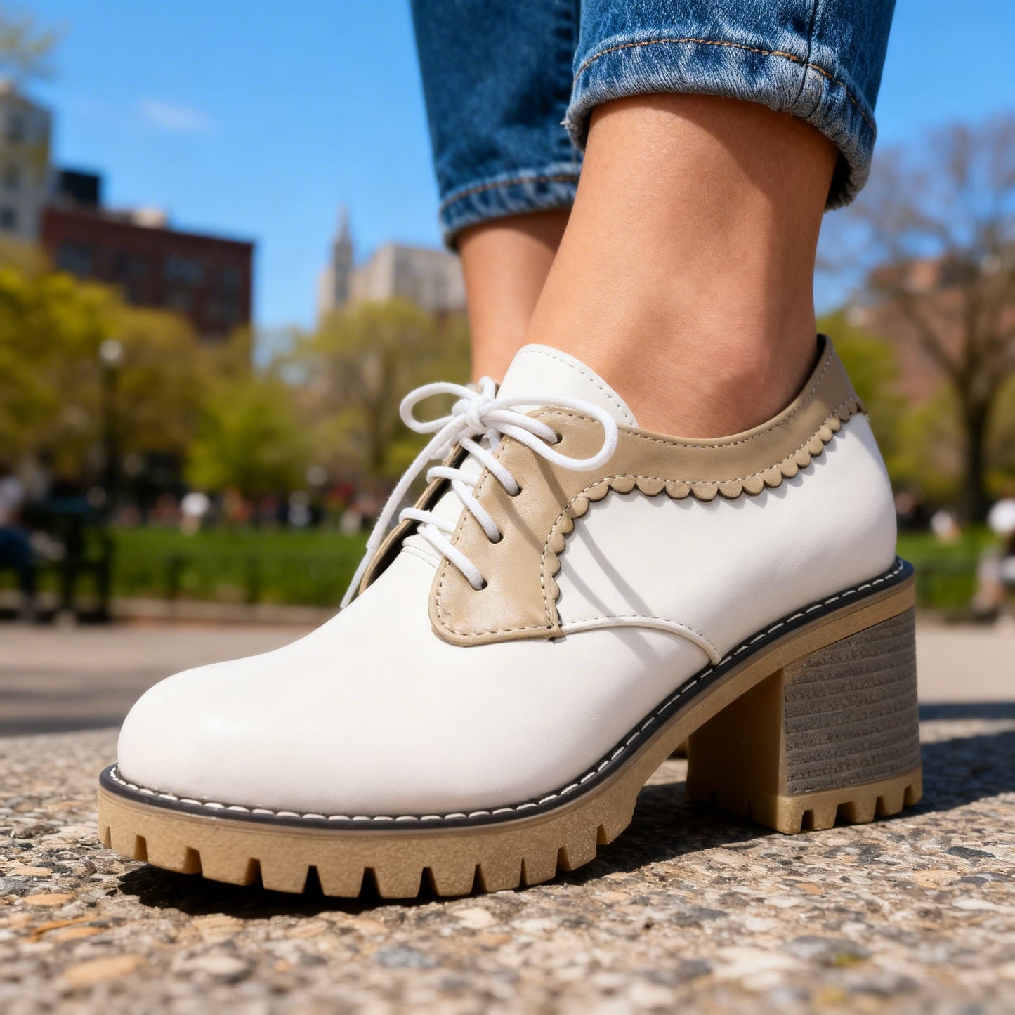 Women's Smooth Leather Lace-Up Derbies Corvine