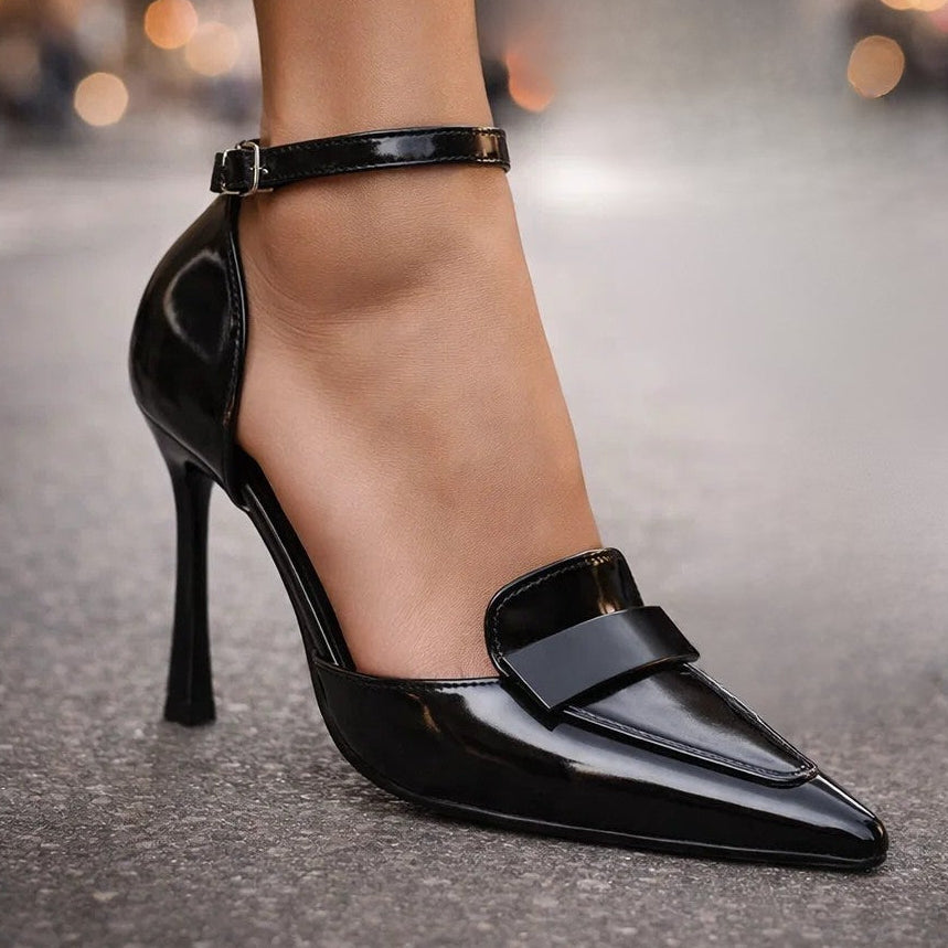 Women's Smooth Leather Pointed Toe Heels Corvine