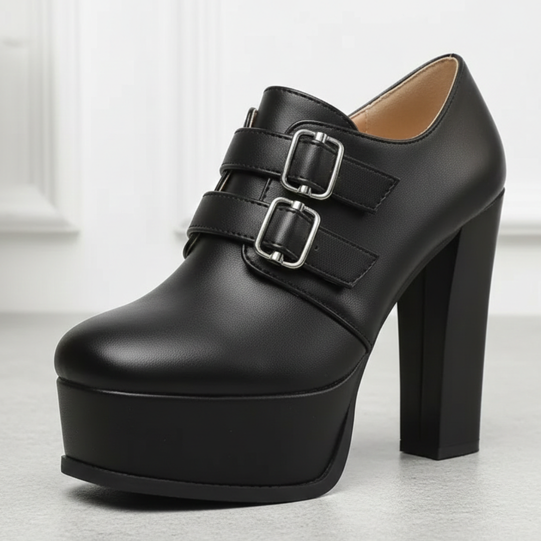 Women's Smooth Matte Faux Leather Platform Heels Corvine