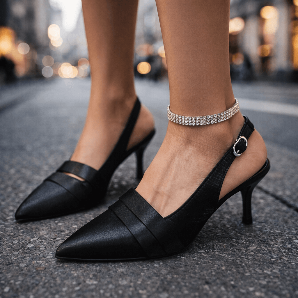 Women's Smooth Satin Pointed Toe Black Heels Corvine