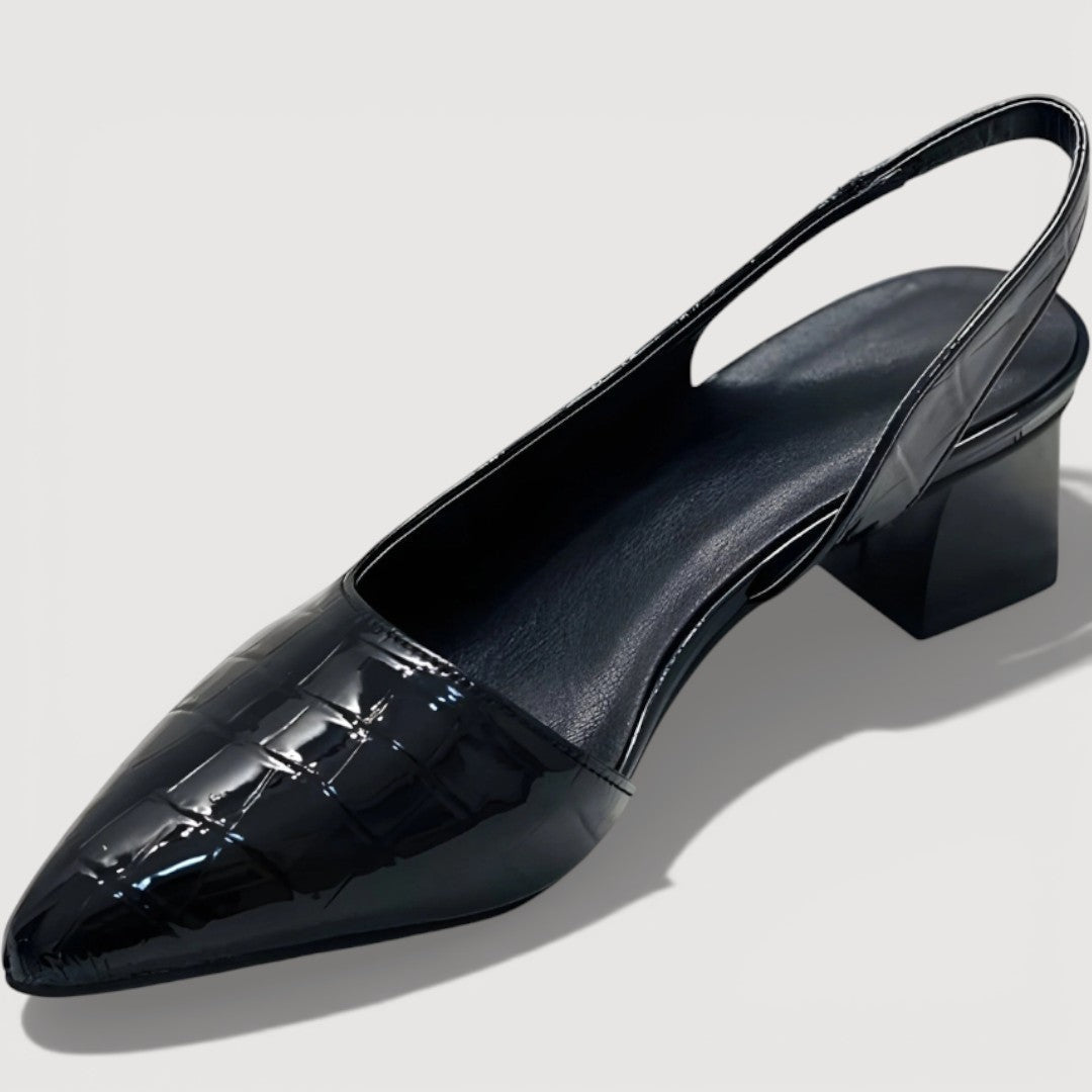 Women's Structured Black Slingback Heels Corvine