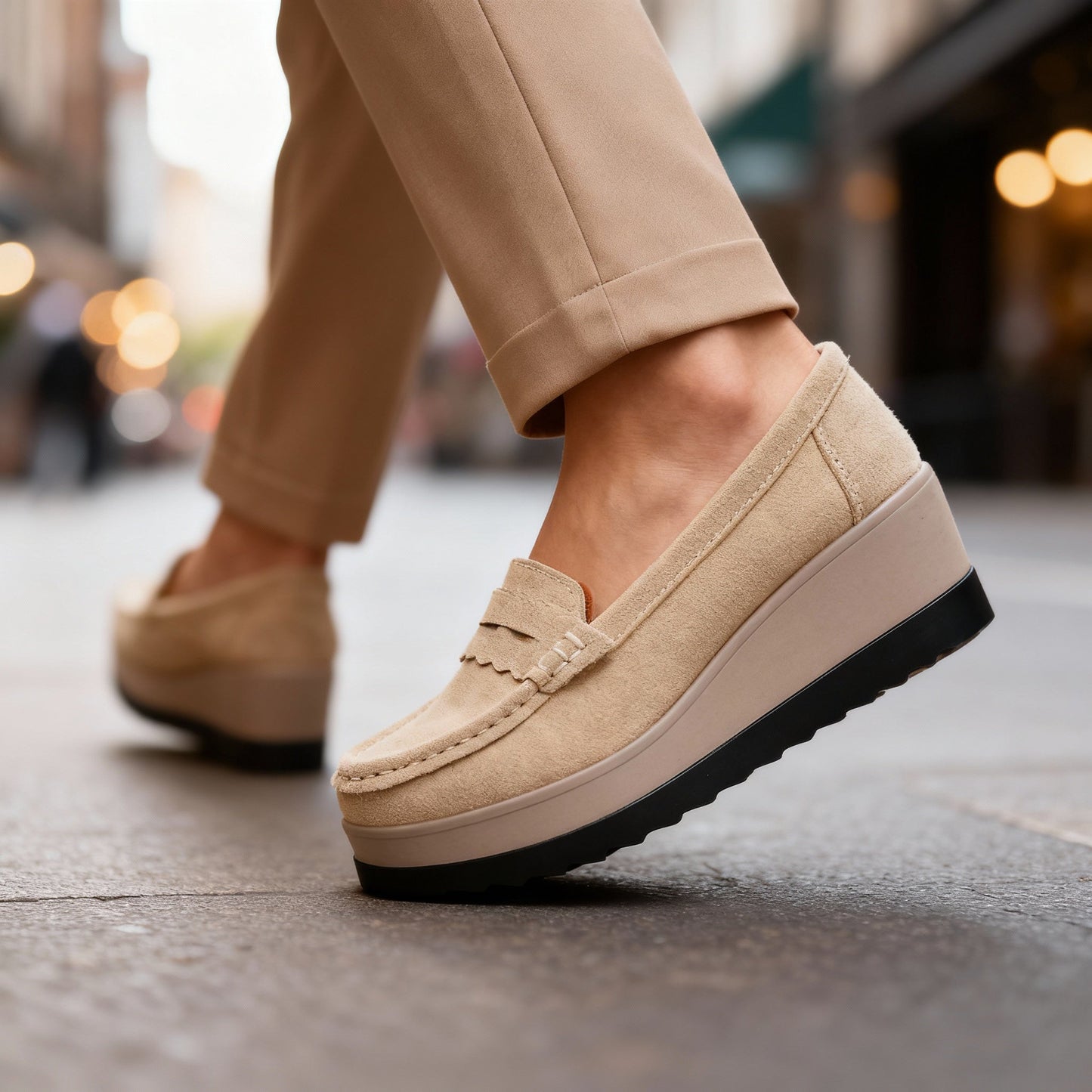 Women's Suede Black Loafers Corvine