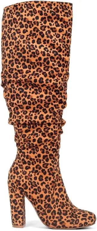 Women's Suede Knee High Block Heel Boots Corvine