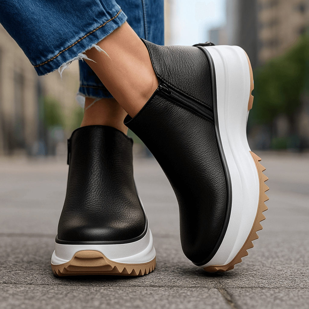 Women's Textured Leather Platform Shoes Corvine