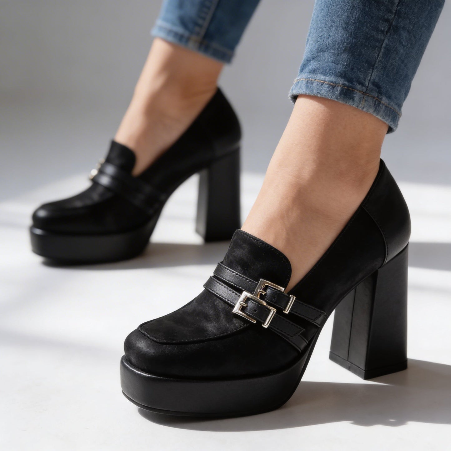 Women's Textured Leopard Print Platform Loafers Corvine