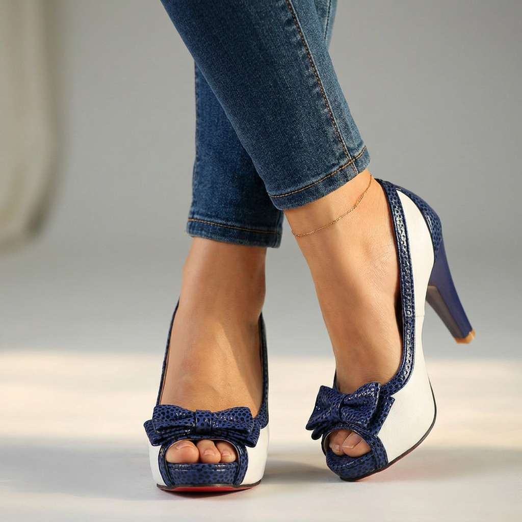 Women's Two-Tone Open Toe Pumps Corvine