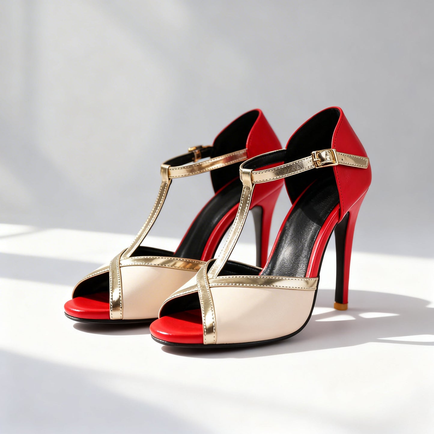 Women's Two-Tone T-Strap Heels Corvine