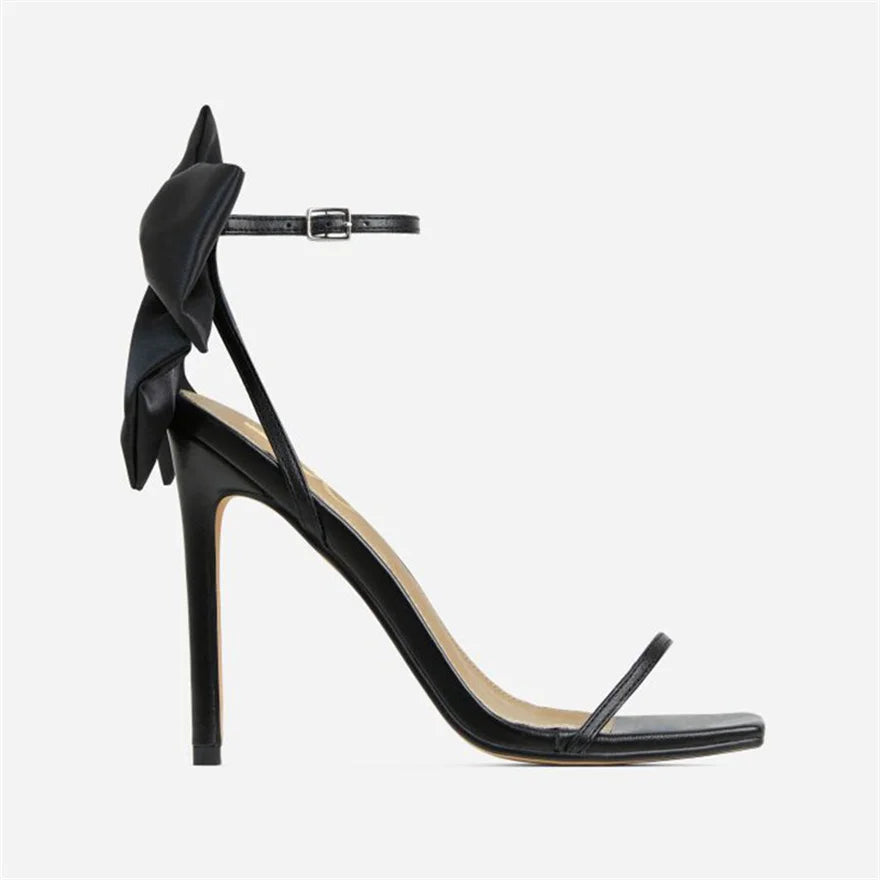 Women's Vegan Leather Bow Heels Black Corvine