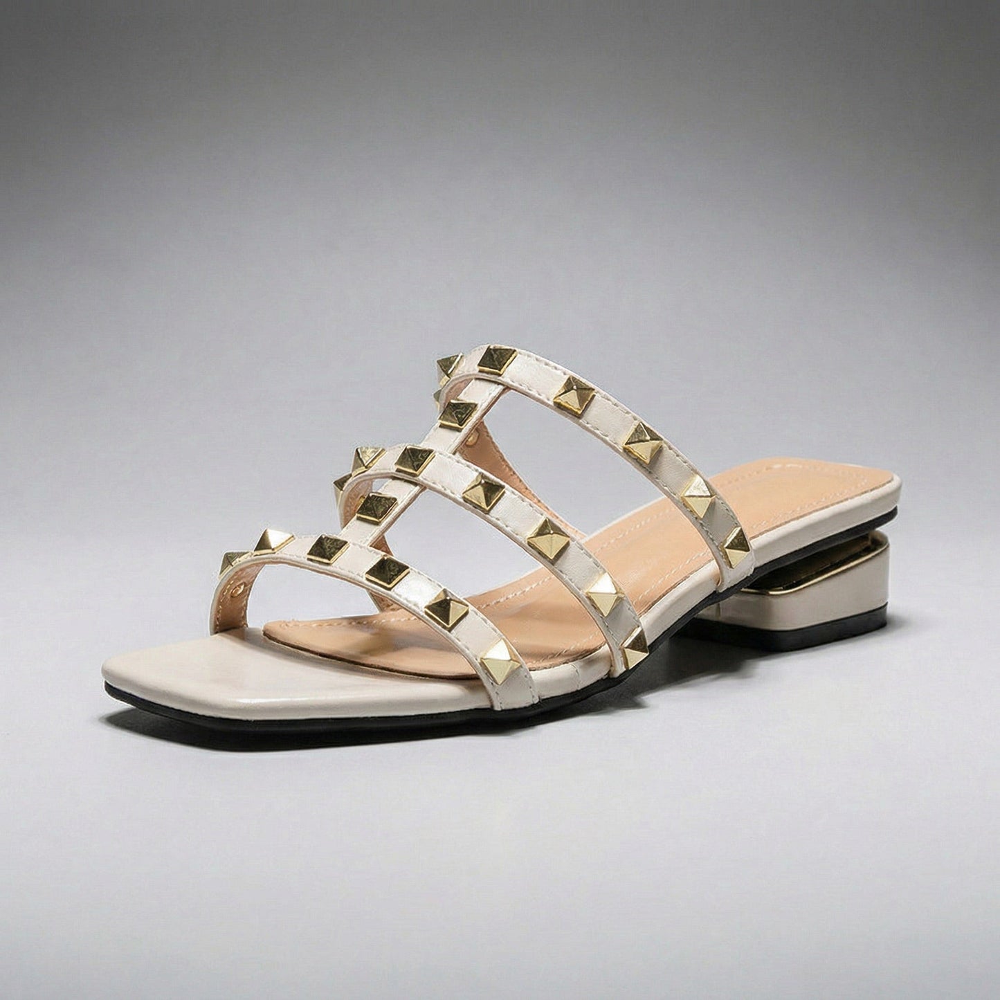 Women's Vegan Leather Studded Slip-On Sandals Corvine